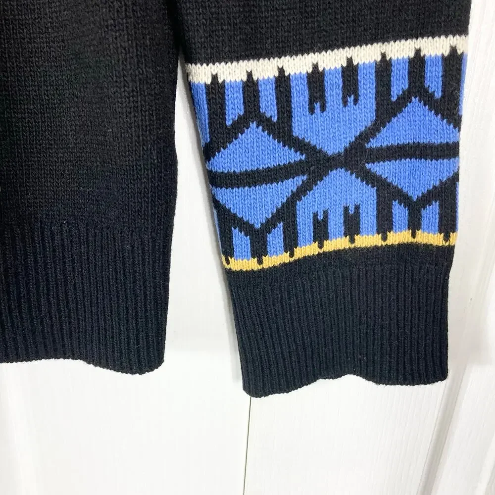 KENZO Sweater Men M”PARIS La Montana”2019 Graphic Logo Wool Black Royal-Blue